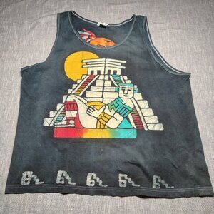 VINTAGE‎ 90s EURO Comfort Batik Tank Top XXL Oversized Pyramid Dyed